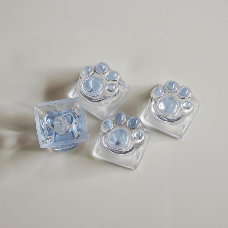 Elacgap Cat Claw Keycap Cute Drip Glue Backlight Keycaps DIY ESC Arrow Key Keycap Replacement for Cherry MX Gaming Mechanical Keyboard (4Keys Blue Transparent) - Image 5